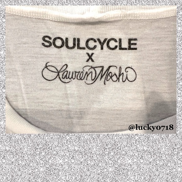 Lauren Moshi x SoulCycle NWOT White with Pink Zip Mouth Tank Sz S - Picture 6 of 7